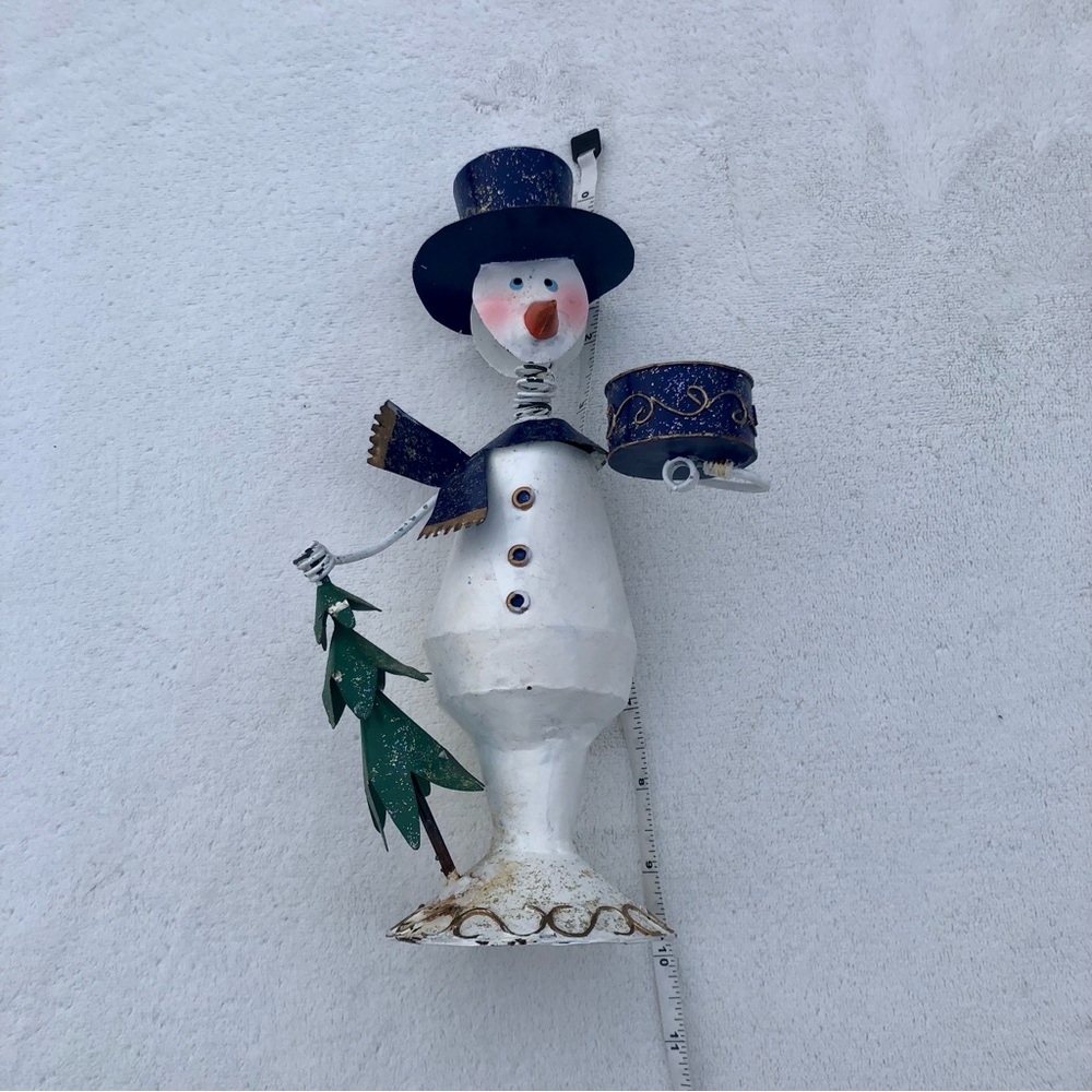 Snowman Christmas Metal Figure Winter Decor
